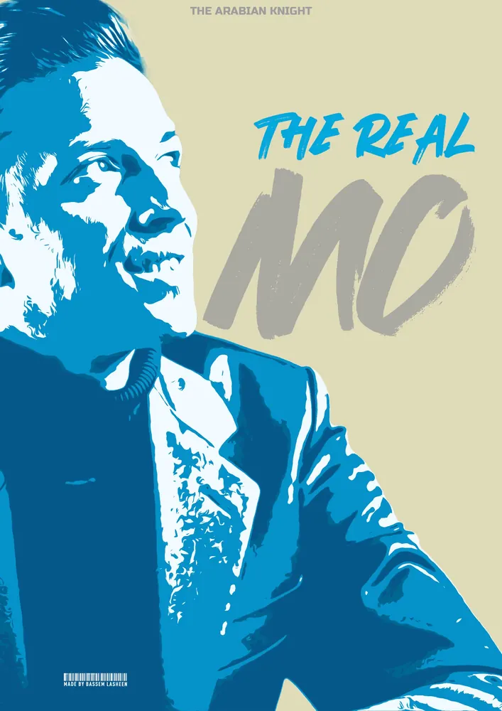 Blue pop-art portrait poster, The Real MO